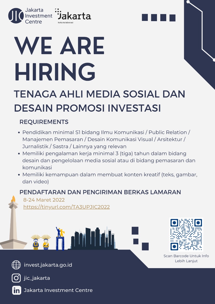 Rekrutmen Tenaga Ahli UP Jakarta Investment Centre Tahun 2022 Tahap 3